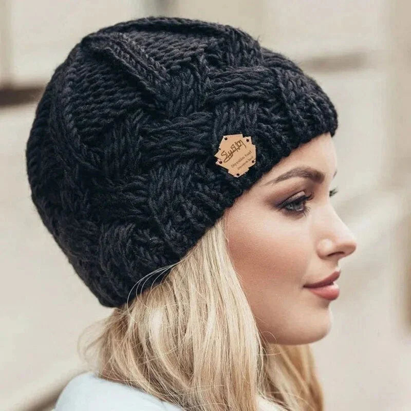 Women's soft cable knit hat