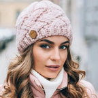 Women's soft cable knit hat