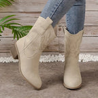 Women's Ankle Cowboy Boots with Block Heel