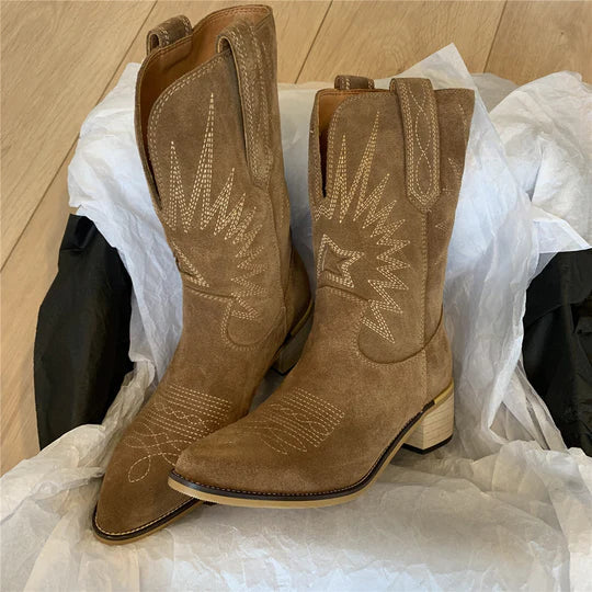 Western Block Heel Cowgirl Boots