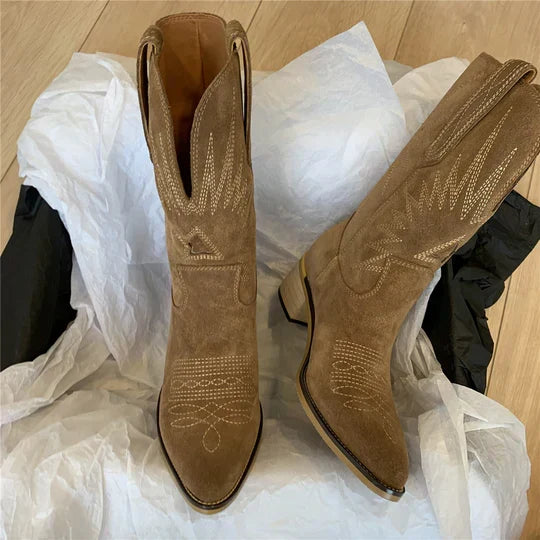 Western Block Heel Cowgirl Boots