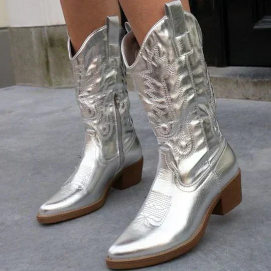 Western Block Heel Cowgirl Boots