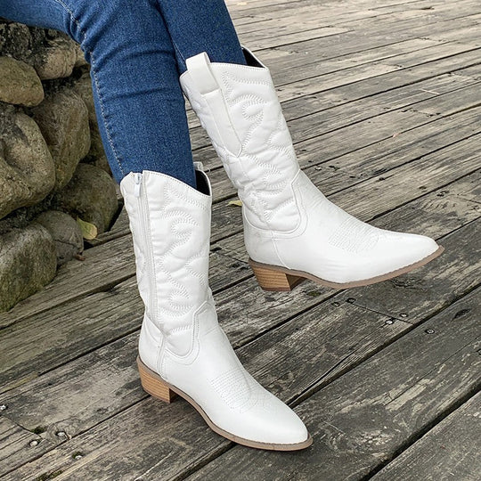 Western Block Heel Cowgirl Boots
