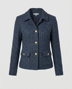 Women's Textured Bouclé Jacket with Decorative Buttons