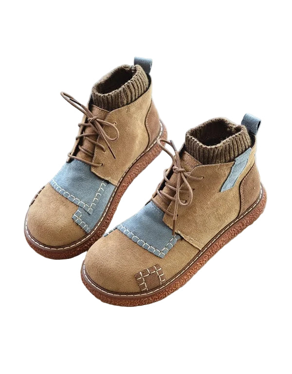 Women's Retro-Style Ankle Boots with Thick Heel