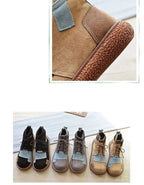 Women's Retro-Style Ankle Boots with Thick Heel