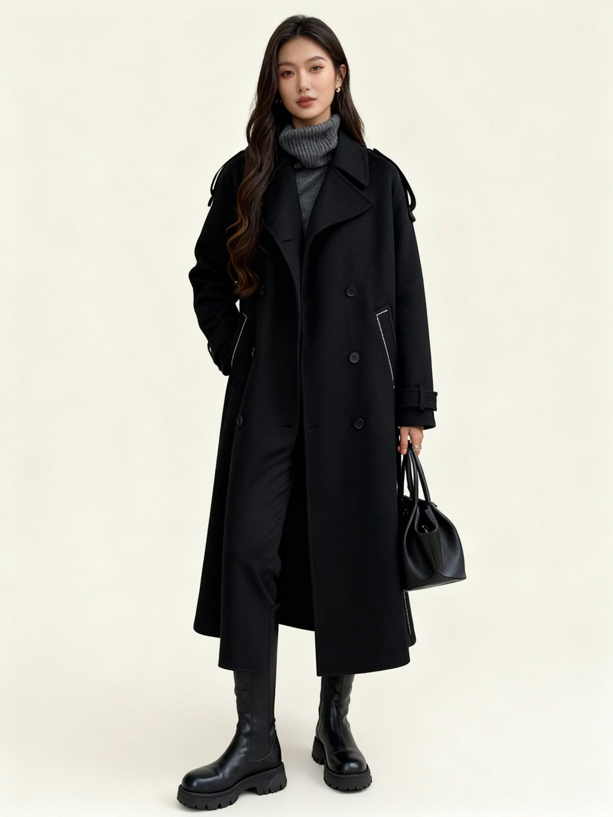 Bouclé Coat with Button Details