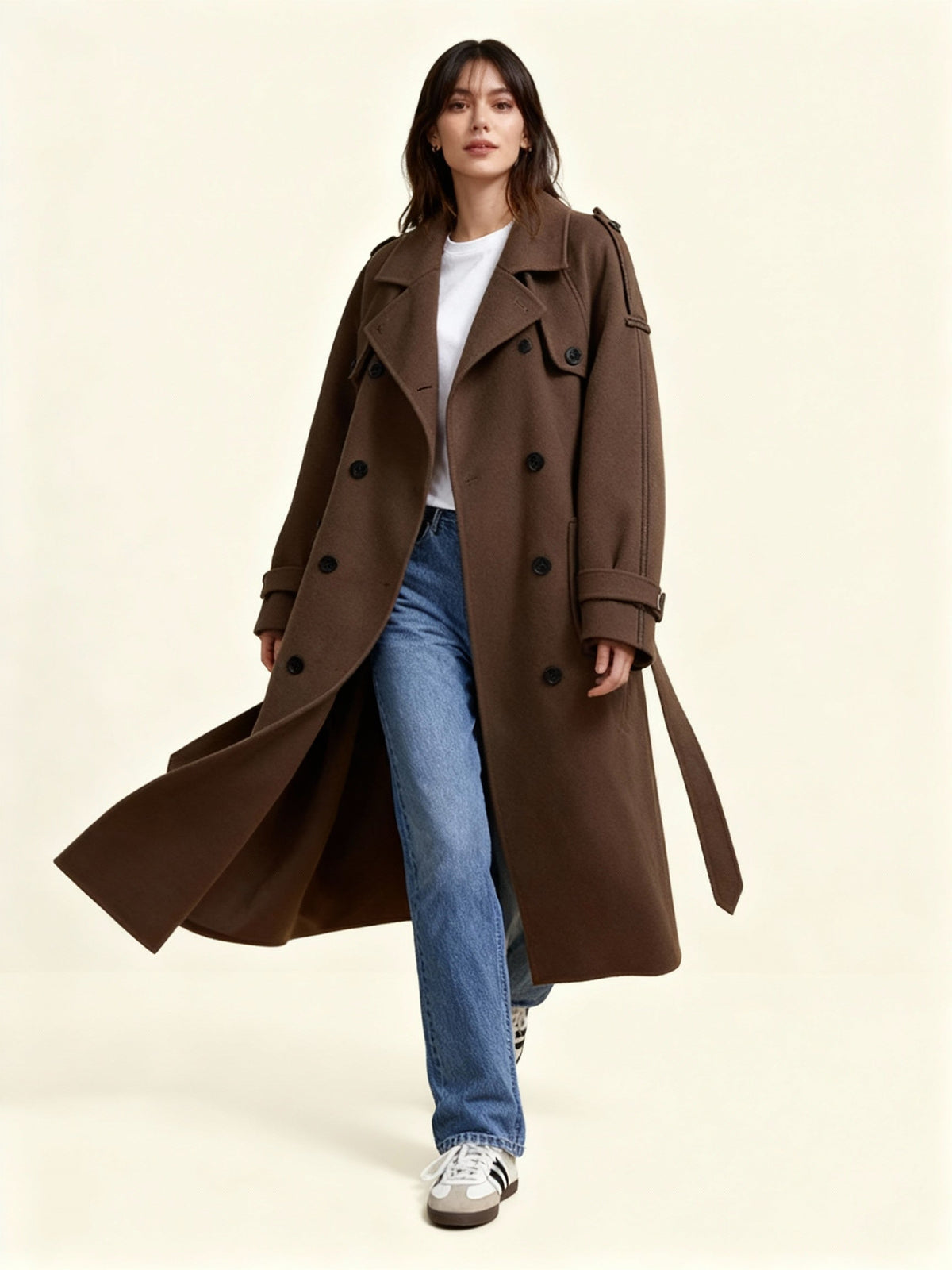 Bouclé Coat with Button Details