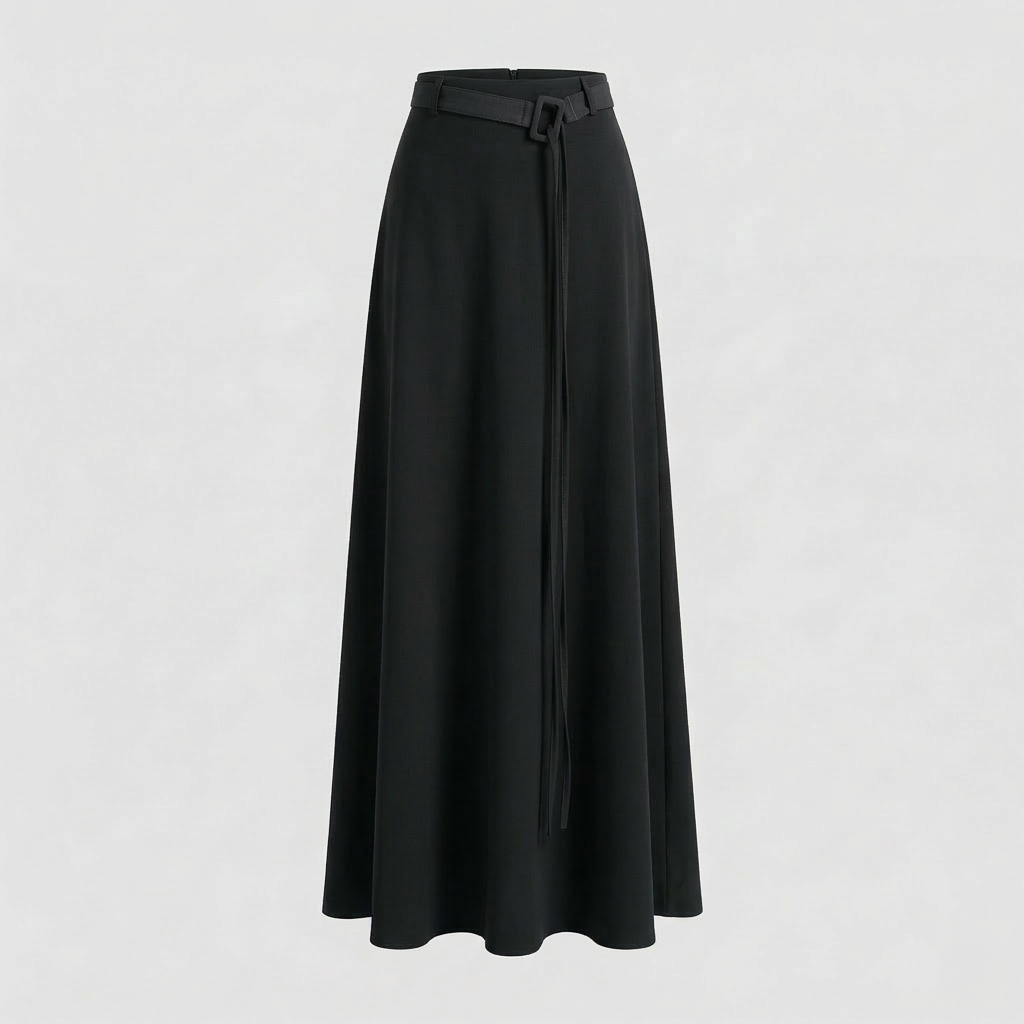 A-Line Skirt with Decorative Ring Belt