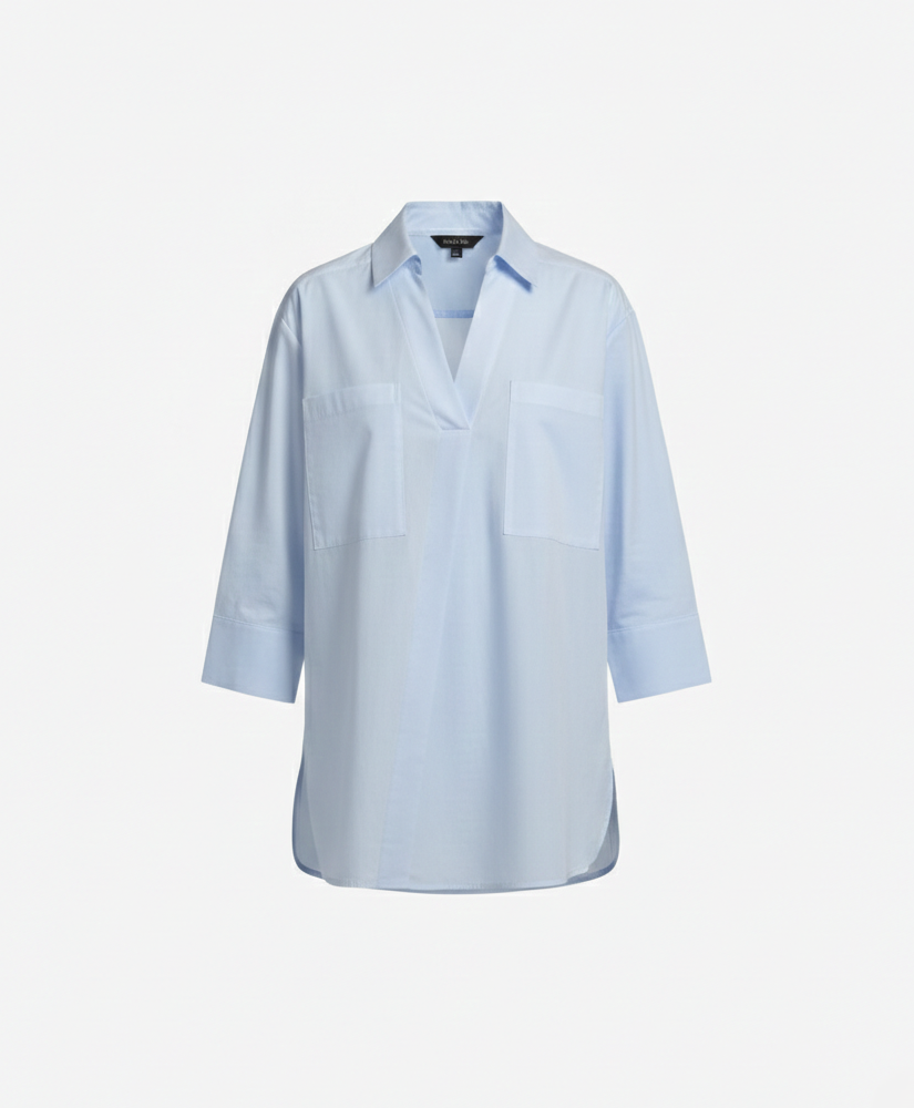 Women's Blouse with Flounce Sleeves and V-Neck