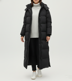 Women's Extra Long Quilted Maxi Coat with Hood