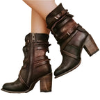 Women's Ankle Boots with Vintage Charm and Modern Heel
