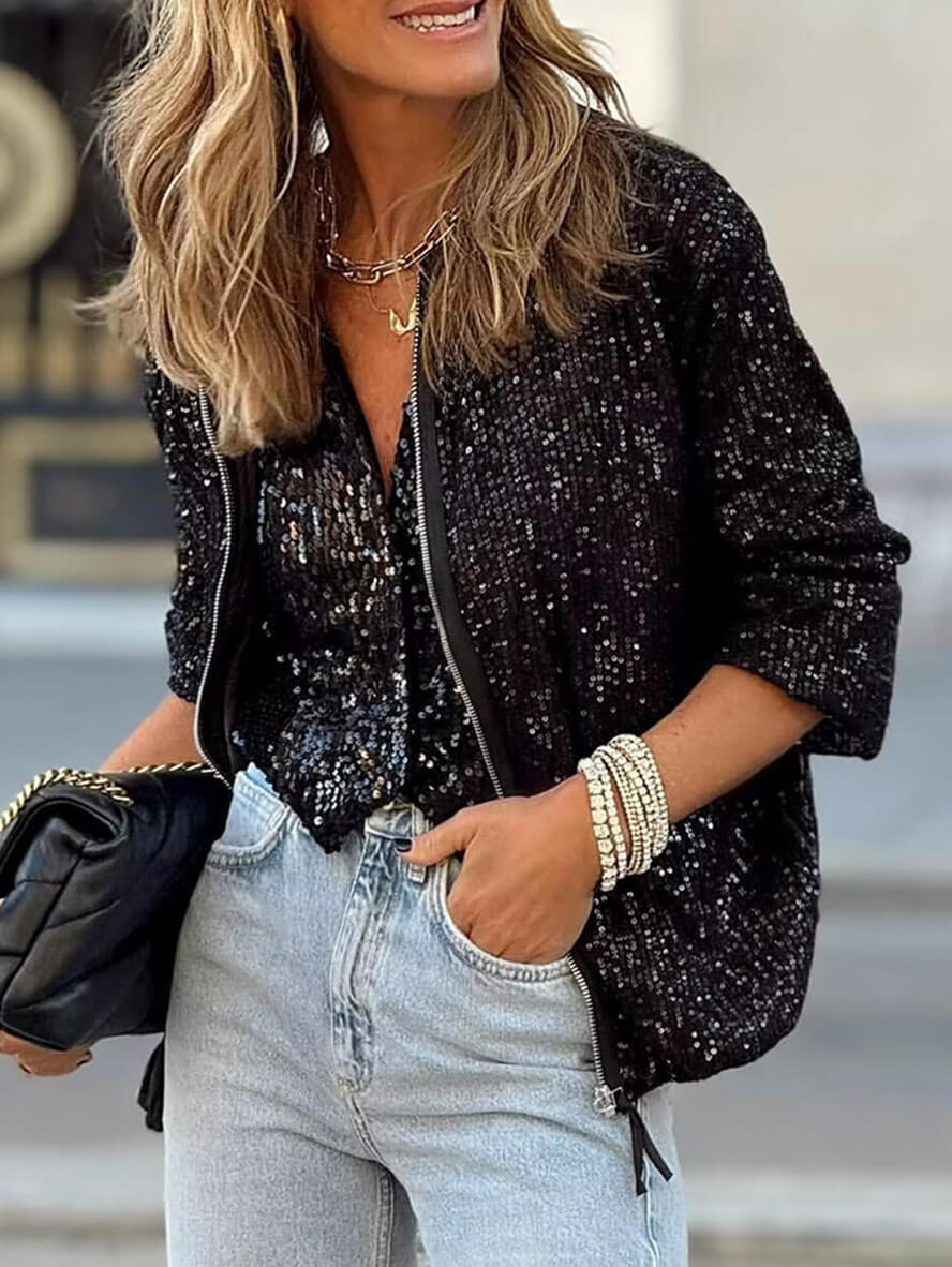 Sequin Bomber Jacket