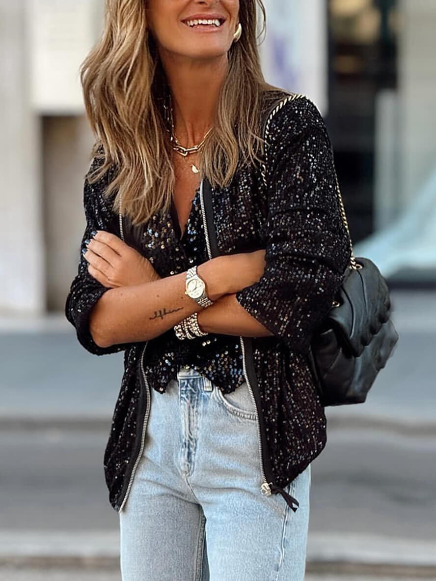 Sequin Bomber Jacket