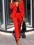 Two-Piece Double-Breasted Blazer and Trouser Set for Women