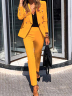 Two-Piece Double-Breasted Blazer and Trouser Set for Women
