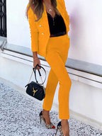 Two-Piece Double-Breasted Blazer and Trouser Set for Women
