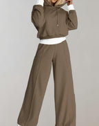 Women's Hooded Loungewear Set with Wide-Leg Pants
