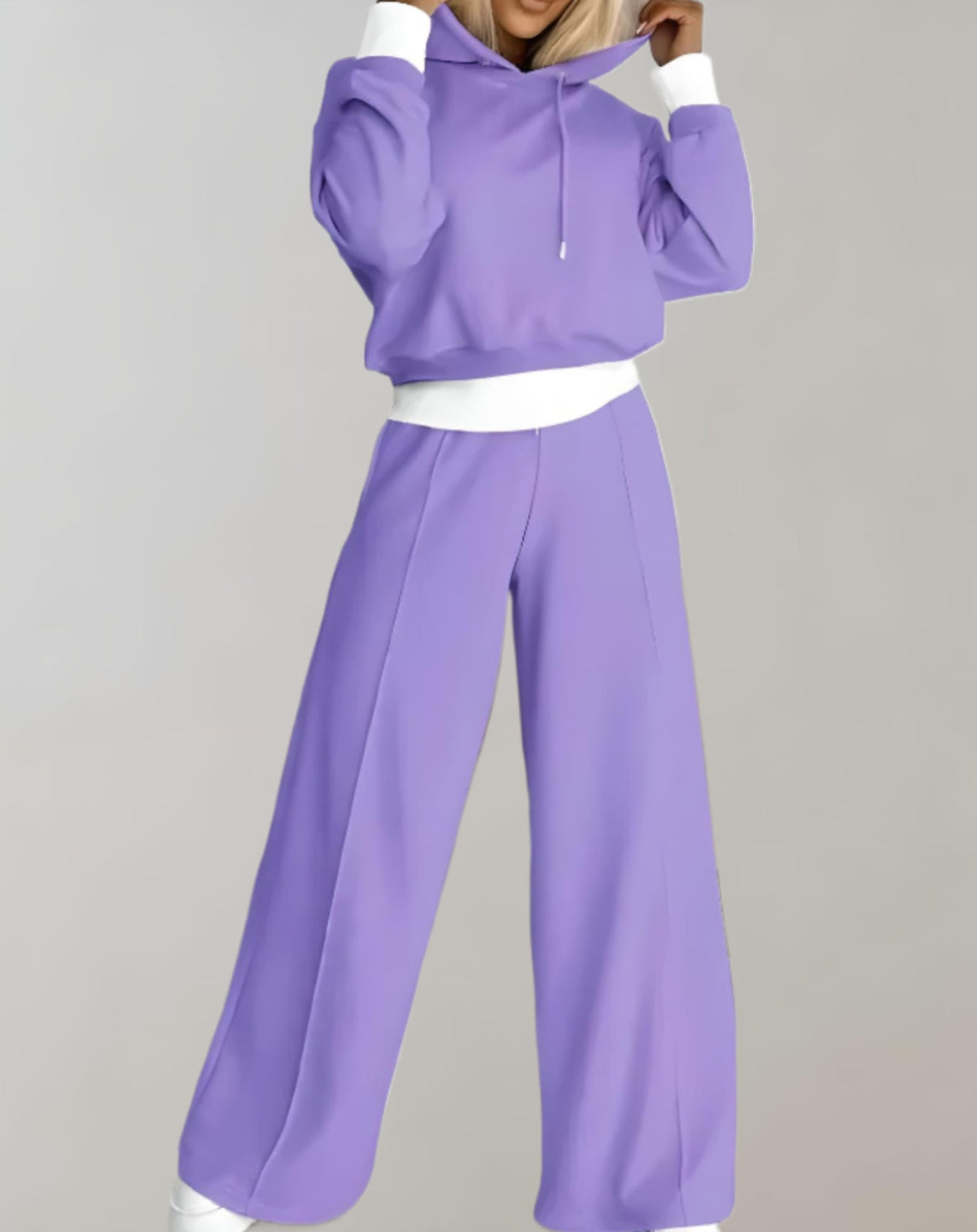 Women's Hooded Loungewear Set with Wide-Leg Pants