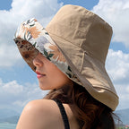 Reversible Sun Hat with Wide Brim and Wind Cord