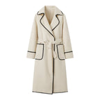 Elegant Transitional Jacket with Decorative Belt and Pockets