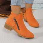 Women's Ankle Boots with Asymmetric Zipper