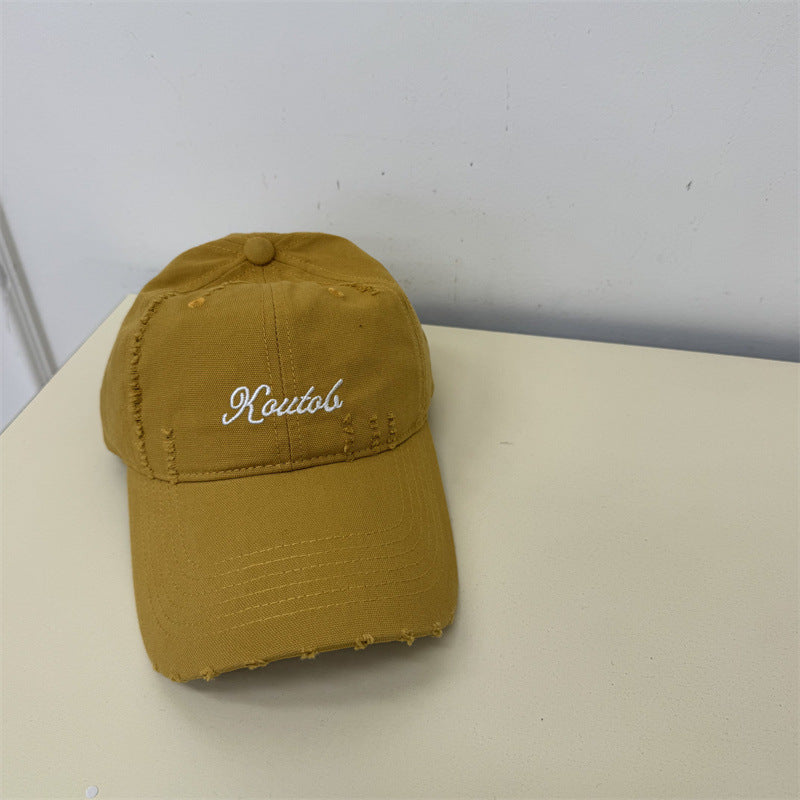Men's Distressed Cotton Baseball Cap