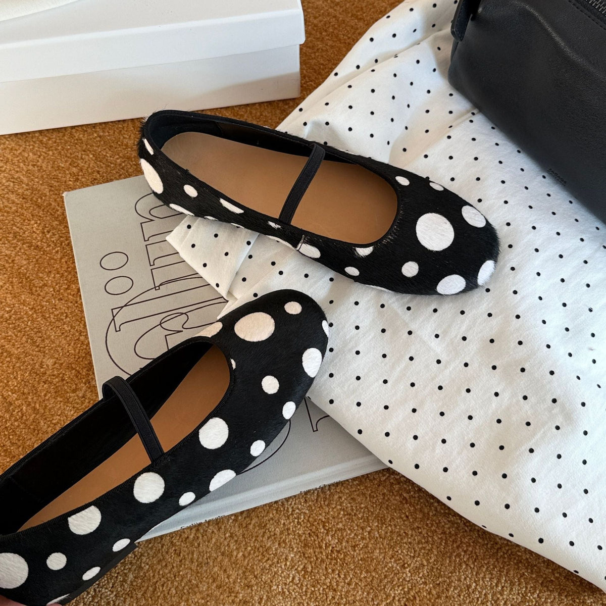 Women's Ballet Flats with Polka Dot Pattern and Non-Slip Sole