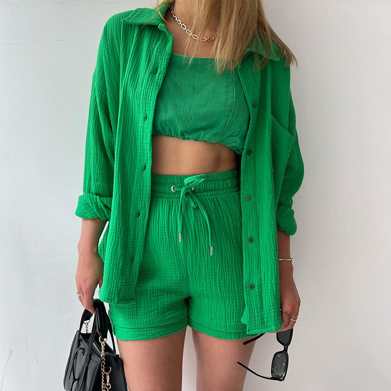 Women's Casual Short Oversized Shirt with Pockets