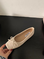 Women's Suede Ballet Flats with Delicate Bow Detail
