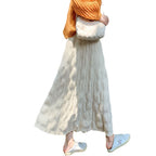 Women's Maxi Skirt with Ribbed Design and Elastic Waistband