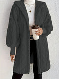 Women's Fluffy Oversized Cardigan with Hood and Pockets