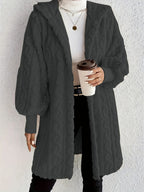 Women's Fluffy Oversized Cardigan with Hood and Pockets