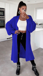 Women's Long Knit Coat with Spacious Pockets