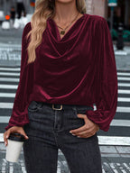 Women's Elegant Viscose Blouse with Cowl Neck