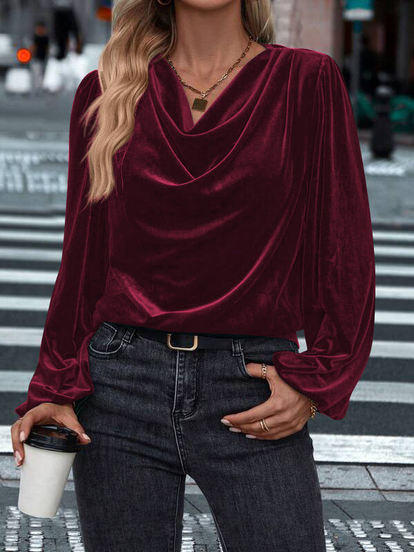Women's Elegant Viscose Blouse with Cowl Neck
