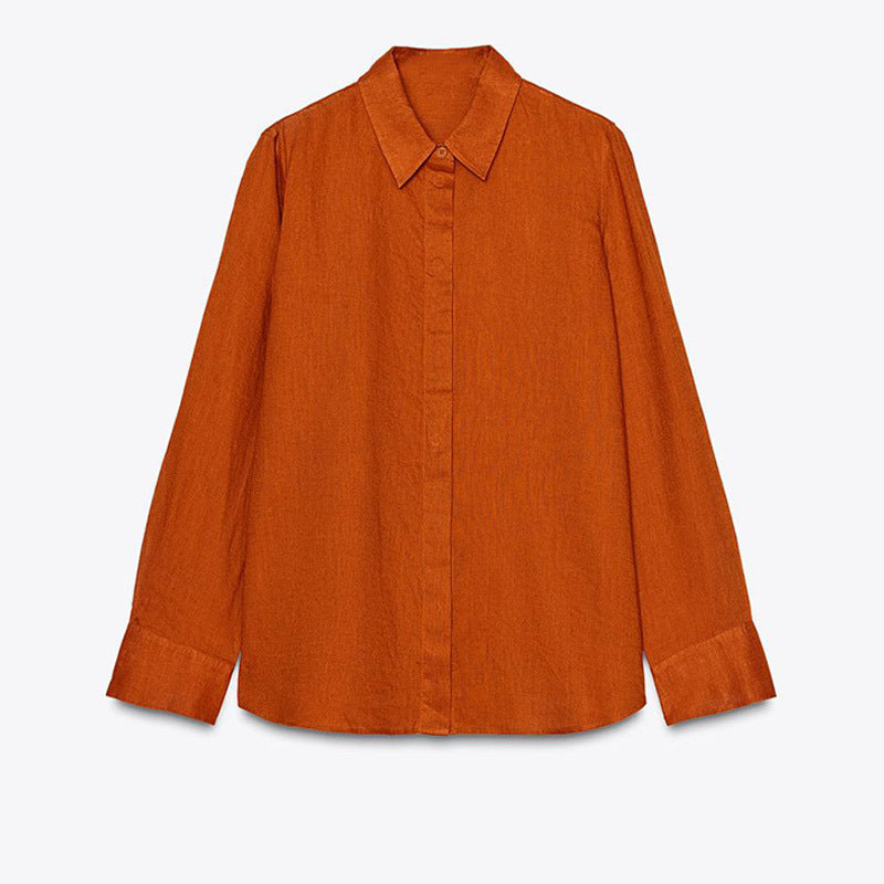Women's Classic Long-Sleeve Blouse in Textured Design