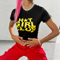 Women's Slim-Fit Cropped T-Shirt with Graphic Print