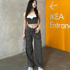 Women's Cargo Pants with Stylish Side Pockets and Adjustable Drawstrings