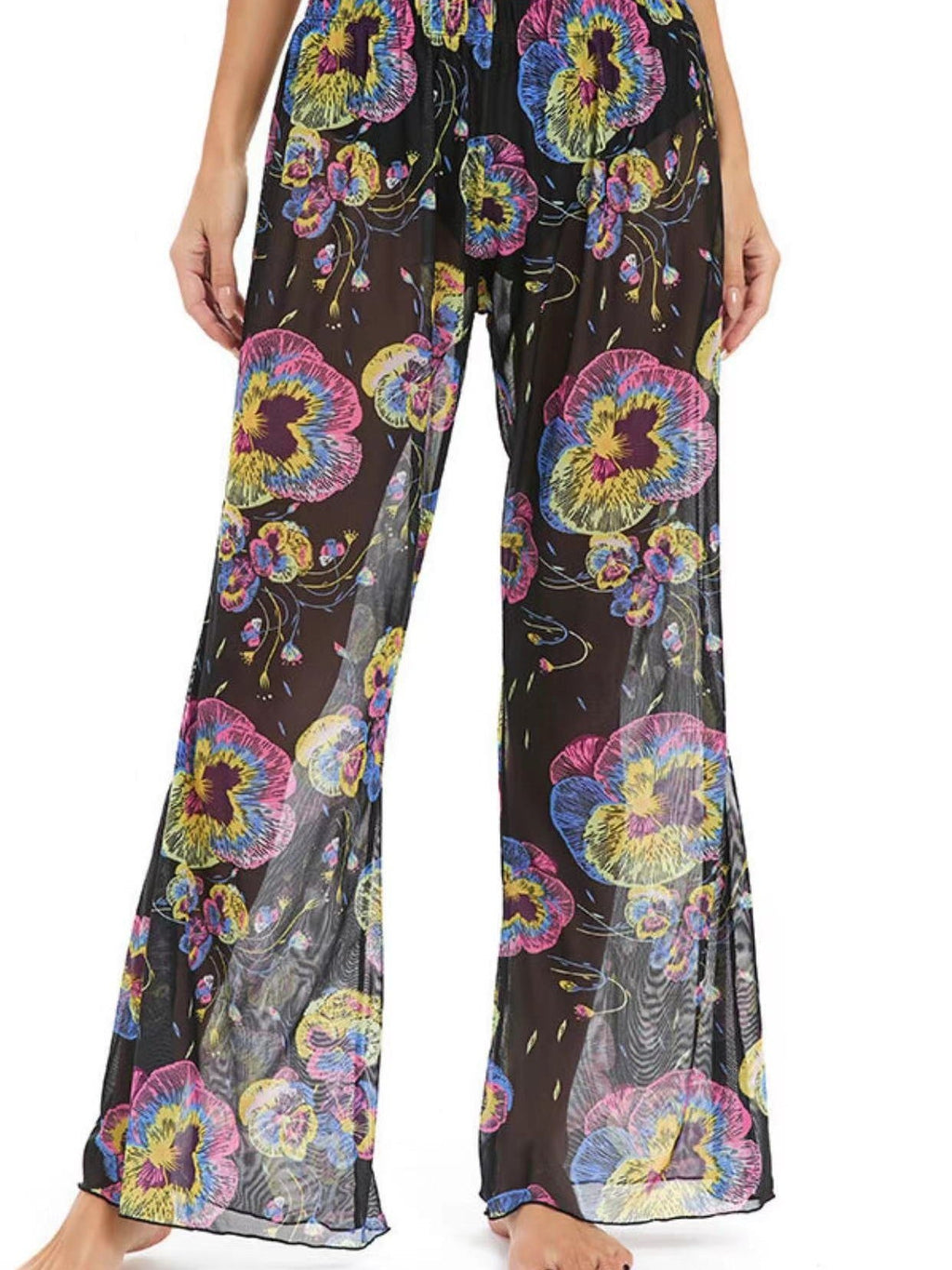 Women's Elegant Floral Print Beach Pants