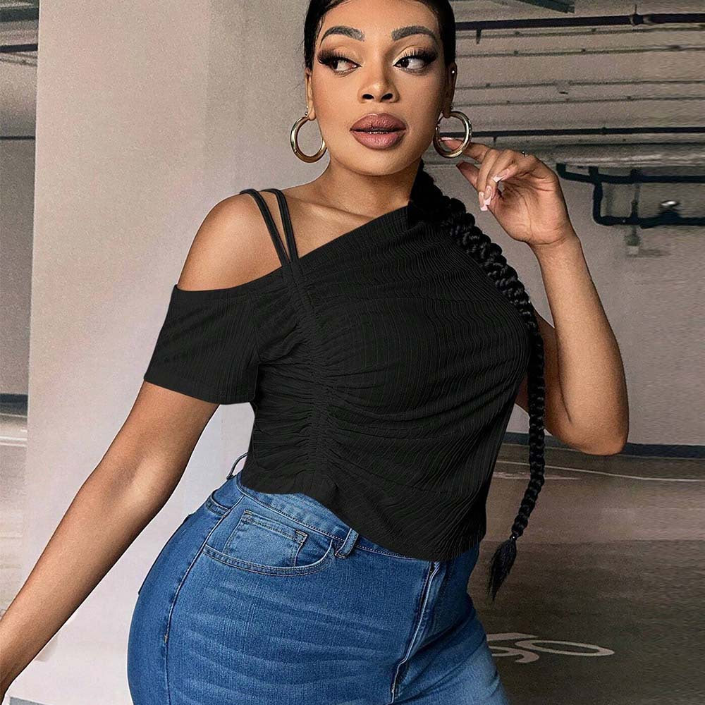 Women's Asymmetrical Ruffle Stretch Top