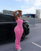 Women's Form-Fitting Sports Jumpsuit with Adjustable Straps