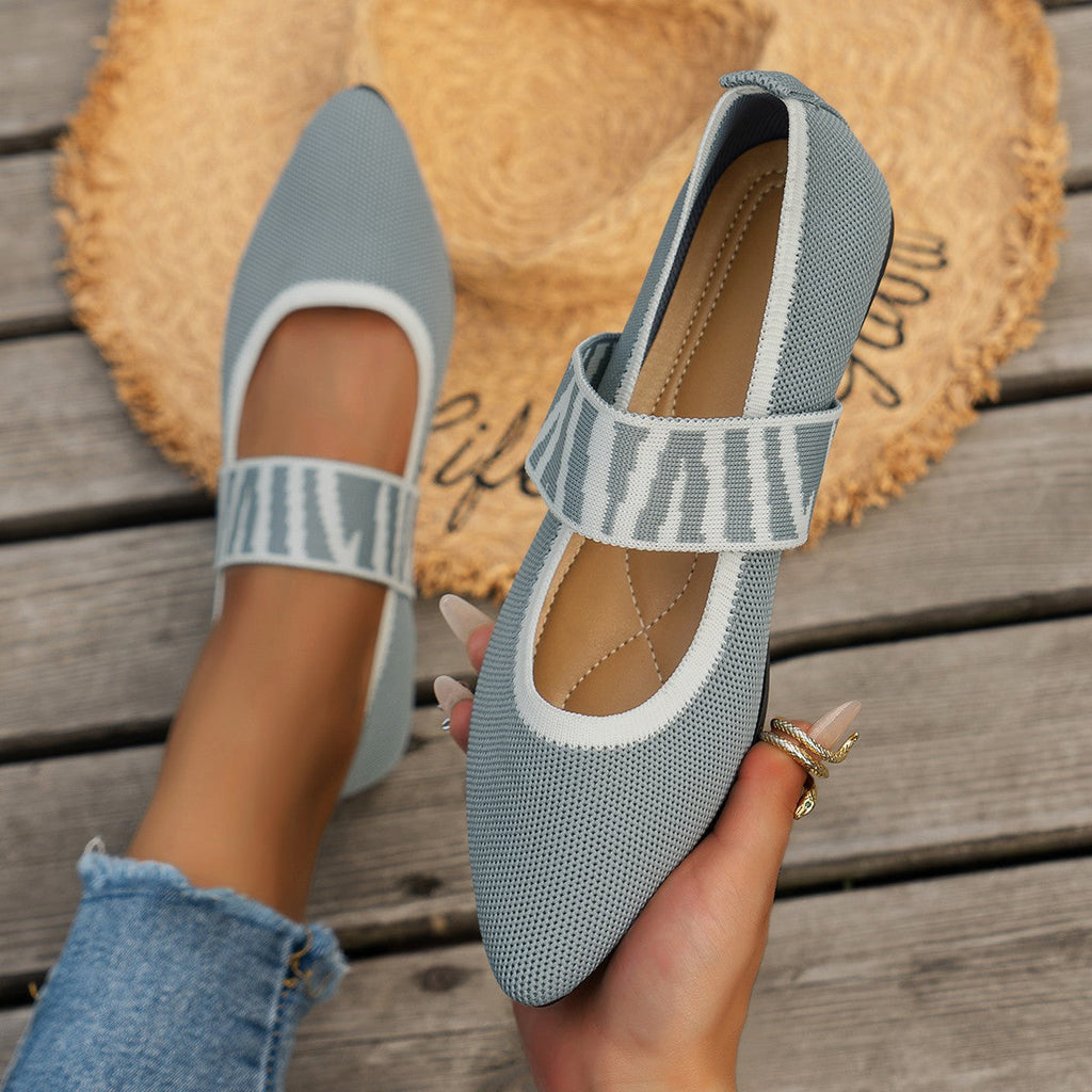 Women's Ballet Flats with Elastic Strap Design and Animal Print