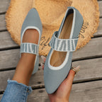 Women's Ballet Flats with Elastic Strap Design and Animal Print