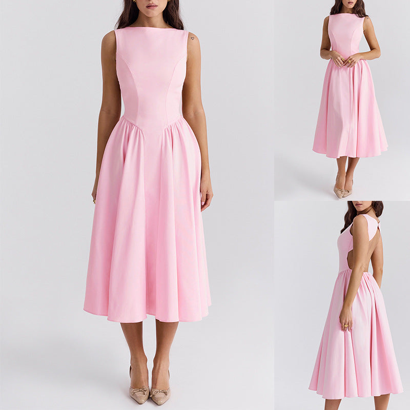 Women's A-Line Cocktail Dress with Waist Detail