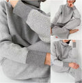 Women's High-Neck Loungewear Set with Textured Pattern