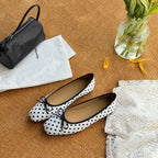 Women's Ballet Flats with Unique Polka Dot Pattern and Elegant Strap