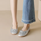Women's Ballet Flats with Elegant Bow Detail and Comfortable Footbed