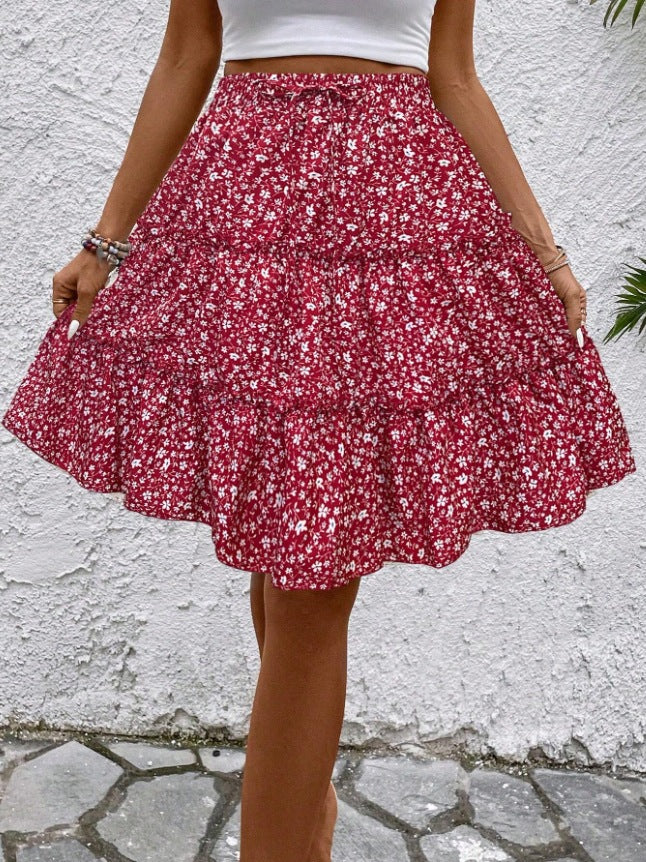 Women's Airy Wrap Skirt with Ruffle Details