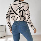Women's Elegant Short Jacket with Unique Graphic Pattern